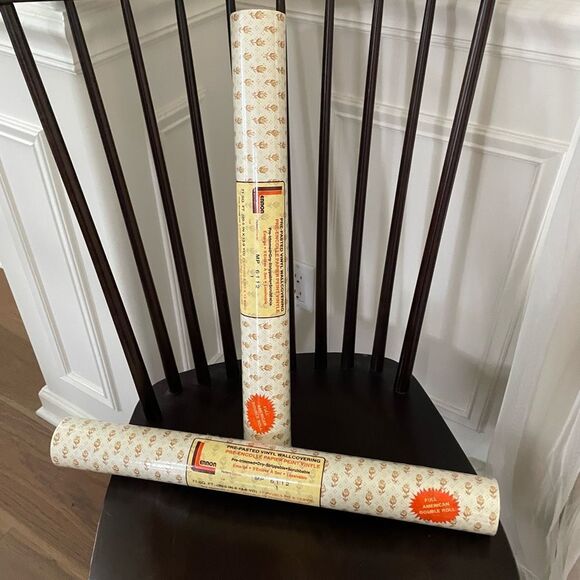 NIP Vintage 70s Lennon Brand Pre-pasted Wallpaper Brown Gold Flower - Picture 1 of 6